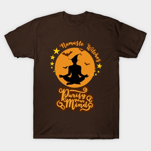 Purify your Mind Yoga, Namaste Witches | Wicked witch T-Shirt by FlyingWhale369